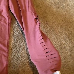aerie Pants - Aerie high waisted slit blush pink leggings aerie Pants - Aerie high waisted slit blush pink leggings